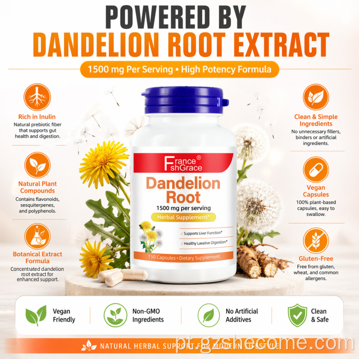 Suplemento Shecome Dandelion apoia a função hepática saudável